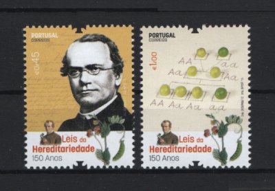 2015 - Afinsa nº 4603/4604. Leis da Hereditariedade - 150 Anos. Série completa nova sem charneira. Goma original. Em boas condições.
