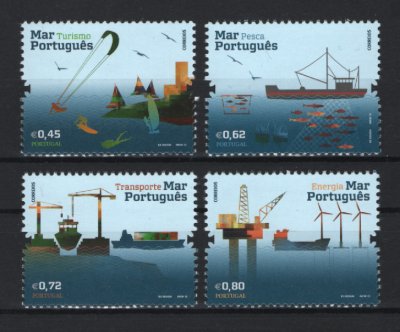 2015 - Afinsa nº 4618/4621. Mar Português. Série completa nova sem charneira. Goma original. Em boas condições.