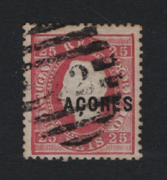 1871/76 - Afinsa nº 19. D. Luis I. Fita direita. Selo de 25 reis usado. Denteado 12 1/2. Em boas condições.