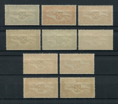 Correio Aéreo - 1936-41 - Afinsa nº 1/10. Hélice. Série completa nova SEM CHARNEIRA (**) e com goma original. Em boas condições.