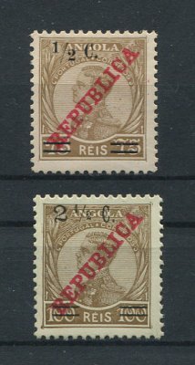 1919 - Afinsa nº 190/191. D. Manuel II com sobretaxa e sobrecarga REPUBLICA. Série completa nova, COM CHARNEIRA (*) e goma original. Em boas condições. (LER DESCRIÇÃO)
