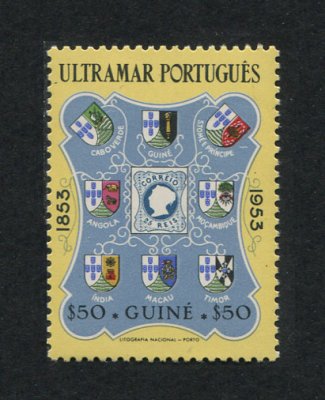 1953 - Afinsa nº 280. Centenário do Selo Postal Português. Selo de 50cts novo, COM CHARNEIRA (*) e goma original. Em boas condições.