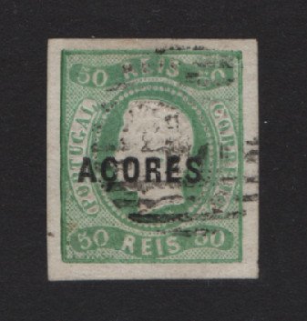 1868 - Afinsa nº 4. D. Luis I. Fita curva não denteado. Selo de 50 reis usado. Boas margens. Em boas condições. EXEMPLAR DE LUXO.