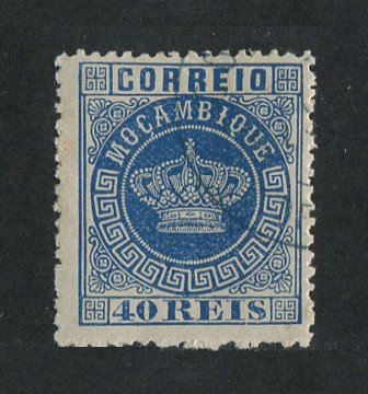 1876 - Afinsa nº 5A. Tipo Coroa. Selo de 40 reis usado. AZUL. Denteado 13 1/2. Em boas condições.