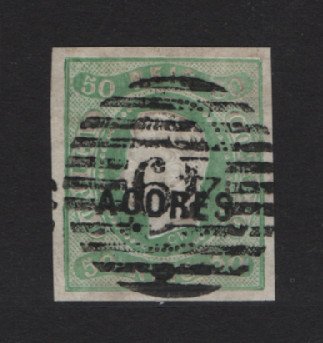 1868 - Afinsa nº 4. D. Luis I. Fita curva não denteado. Selo de 50 reis usado. Boas margens. Em boas condições. EXEMPLAR NORMAL.