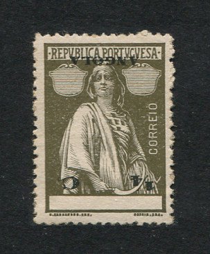 1914 - Afinsa nº 142. Ceres. Selo de 1/4c novo sem goma. Papel porcelana. TAXA E LEGENDA INVERTIDAS. Em boas condições.