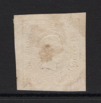 1868 - Afinsa nº 5. D. Luis I. Fita curva não denteado. Selo de 80 reis usado. Boas margens. Pequena transparência. EXEMPLAR DE 2ª ESCOLHA.