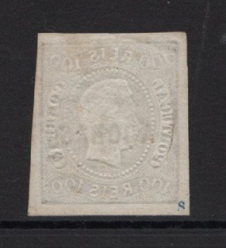 1868 - Afinsa nº 6. D. Luis I. Fita curva não denteado. Selo de 100 reis usado. Boas margens. Tem o cunho ligeiramente aberto. EXEMPLAR DE 2ª ESCOLHA.