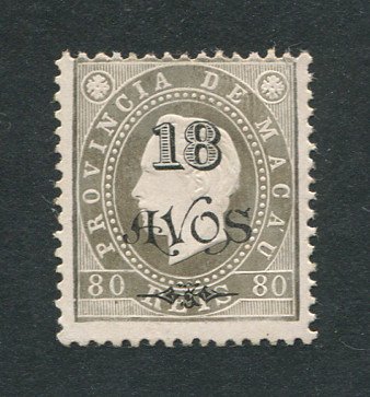 1902 - Afinsa nº 107. D. Luis I com sobretaxa. Selo de 18a/80r novo sem goma como emitido. Em boas condições.