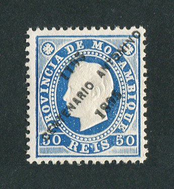1895 - Afinsa nº 46. D. Luis I com sobrecarga ''Centenário Antonino''. Selo de 50r novo sem goma como emitido. Denteado 12 1/2. Em boas condições.