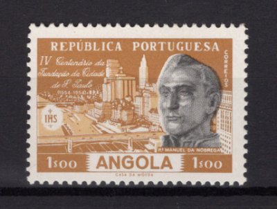 1954 - Afinsa nº 376. 4º Centenário da Cidade de S. Paulo. Selo de 1$00 novo SEM CHARNEIRA (**) com goma original. Em boas condições.