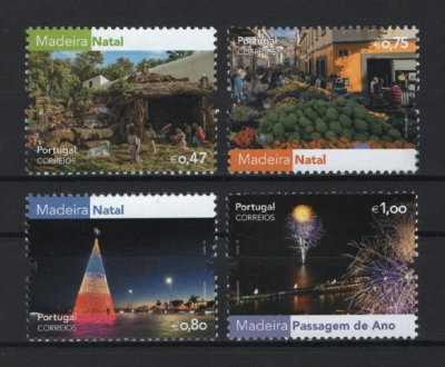2016 - Afinsa nº 4667/4670. Madeira - Natal e Passagem de Ano. Série completa nova sem charneira. Goma original. Em boas condições.