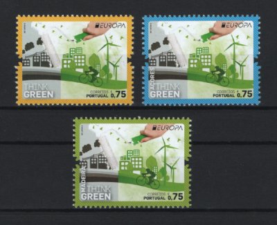 2016 - Afinsa nº 4688/4690. Europa - Think Green. Série completa nova sem charneira. Goma original. Em boas condições.