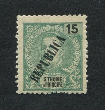 1913 - Afinsa nº 139. D. Carlos I com sobrecarga LOCAL Republica. Selo de 15r novo, sem goma como usual. Em boas condições.