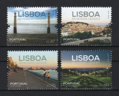 2016 - Afinsa nº 4742/4745. As Nossas Cidades - Lisboa (1º grupo). Série completa nova sem charneira. Goma original. Em boas condições.