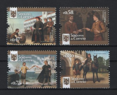 2016 - Afinsa nº 4760/4763. 500 Anos do Correio em Portugal (1º grupo). Série completa nova sem charneira. Em boas condições.