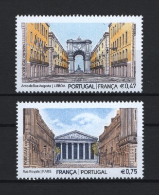 2016 - Afinsa nº 4765/4766. Portugal - França (emissão conjunta). Série completa nova sem charneira. Goma original. Em boas condições.