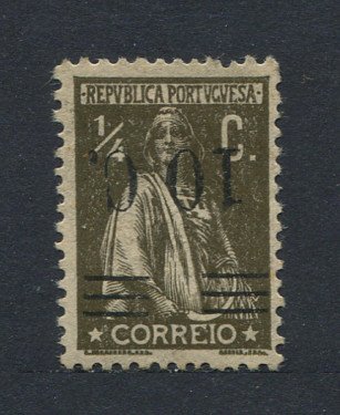 1928 - Afinsa nº 453i. Selo de 10c/ 1/4c novo, COM CHARNEIRA (*) e goma original. SOBRECARGA INVERTIDA. Em boas condições.