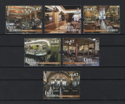 2016 - Afinsa nº 4775/4780. Cafés Históricos (1º grupo). Série completa nova sem charneira. Goma original. Em boas condições.