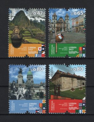 2017 - Afinsa nº 4790/4793. Lisboa 2017 - Capital Ibero-Americana de Cultura. Série completa nova sem charneira. Goma original. Em boas condições.