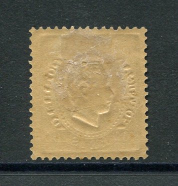 1870/6 - Afinsa nº 43f. D. Luis I, fita direita. Selo de 100 reis NOVO COM CHARNEIRA (*) e com goma original. Papel porcelana, denteado 12 1/2. Em boas condições.