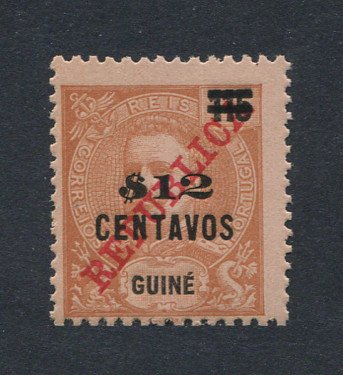 1920 - Afinsa nº 176a. D. Carlos I com sobretaxa. Selo de $12/115r novo sem goma como emitido. ''$'' MAIS ESPESSO. Em boas condições.