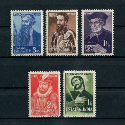 1948 - Afinsa nº 384/388. Vultos da índia. Série completa nova SEM CHARNEIRA (**) e com goma original. Em boas condições.