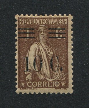 1928 - Afinsa nº 455m. Ceres. Selo de 10c/1c novo, COM CHARNEIRA (*) e goma original. PAPEL PARAFINADO. Em boas condições.