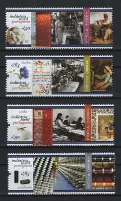 2017 - Afinsa nº 4848/4851. Indústria Têxtil Portuguesa. Série nova sem charneira. Goma Original. Em boas condições.
