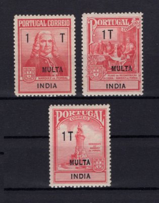 1925 - Imposto Postal Porteado nº 1/3. Marquês de Pombal. Série completa nova SEM CHARNEIRA (**) e com goma original. (a goma nestes selos é sempre um pouco amarela e irregular mas é normal, foram emitidos assim mesmo). Em boas condições.