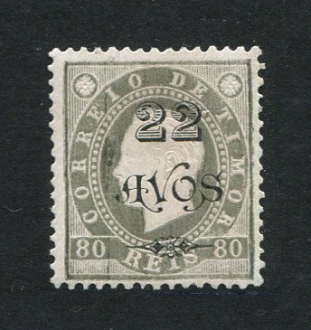 1902 - Afinsa nº 84. D. Luis I com sobretaxa. Selo de 22a/80r novo sem goma como usual. Em boas condições.