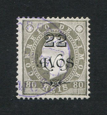 1902 - Afinsa nº 84. D. Luis I com sobretaxa. Selo de 22a/80r usado. Em boas condições.