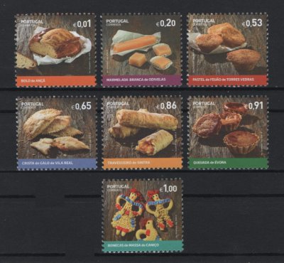 2018 - Afinsa nº 5002/5008. Doces Tradicionais de Portugal (2º Grupo). Série nova sem charneira. Goma Original. Em boas condições.