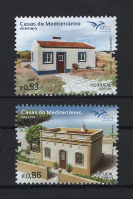 2018 - Afinsa nº 5009/5010. EUROMED POSTAL - Casas do Mediterrâneo (4º Grupo). Série nova sem charneira. Goma Original. Em boas condições.