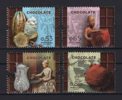 2018 - Afinsa nº 5014/5017. Chocolate. Série nova sem charneira. Goma Original. Em boas condições.