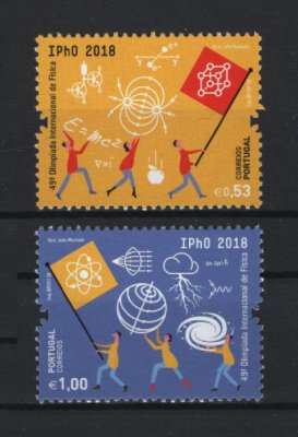 2018 - Afinsa nº 5019/5020. 49ª Olimpíada Internacional de Física - IPHO 2018. Série nova sem charneira. Goma Original. Em boas condições.