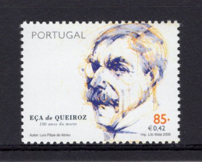 2000 - Afinsa nº 2717. 100 Anos da Morte de Eça de Queiroz. Série nova sem charneira. Goma Original. Em boas condições.