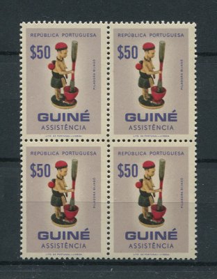 1967 - Imposto Postal. Afinsa nº 21a. Assistência. $50 novos EM QUADRA. SEM CHARNEIRA (**) e com goma original. PAPEL AMARELADO. Em boas condições.