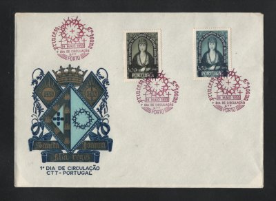 1953 - FDC Afinsa nº 784/785. Princesa Santa Joana. Carimbo do Porto. Em boas condições.