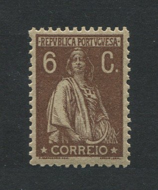 1924 - Afinsa nº 277a. Ceres. Selo de 6c novo, COM CHARNEIRA (*) e goma original. Papel PARAFINADO, denteado 12x11 1/2. Em boas condições.
