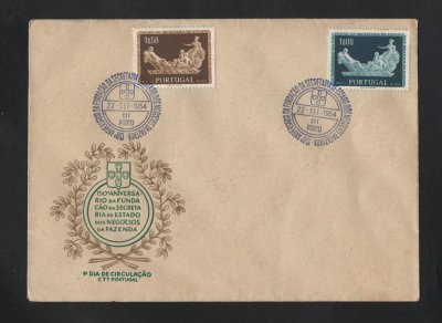 1954 - FDC Afinsa nº 794/795. Negócios da Fazenda. Carimbo do Porto. Em boas condições.