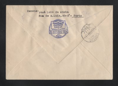 1954 - FDC Afinsa nº 796/799. Educação Popular. Carimbo do Porto. Foi CIRCULADO. Em boas condições.