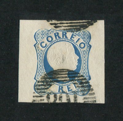 1856/8 - Afinsa nº 12. D. Pedro V. Cabelos anelados. EXEMPLAR DE LUXO. Selo de 25 reis usado. Boas margens. Em boas condições.