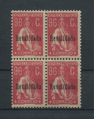 1929 - Afinsa nº 492a. Ceres. Selos de 96c EM QUADRA. Novos SEM CHARNEIRA (*) e goma original. Papel PARAFINADO, denteado 12x11 1/2. Com CERTIFICADO DE PERITAGEM (CERTIFICATE). (LER DESCRIÇÃO)