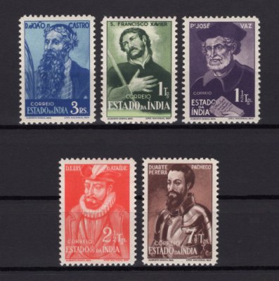 1948 - Afinsa nº 384/388. Vultos da índia. Série completa nova, SEM GOMA. Em boas condições.