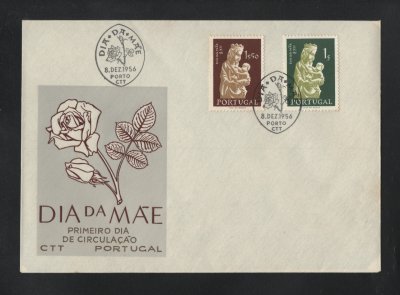 1956 - FDC Afinsa nº 825/26. Dia da Mãe. Carimbo do Porto. Em boas condições.