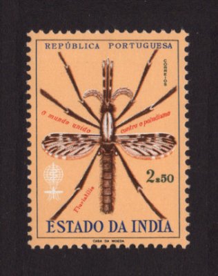 1962 - Não emitido nº 7. Erradicação do Paludismo. Selo de 2$50 novo, COM CHARNEIRA (*) e goma original. Em boas condições.