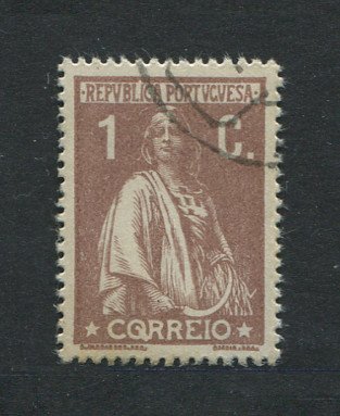 1917 - Afinsa nº 221h. Ceres. Selo de 1c usado. Papel cartolina, denteado 15x14. VARIEDADE "CQRREIO". Em boas condições.