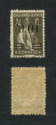 1928 - Afinsa nº 453i. Selo de 10c/ 1/4c novo SEM CHARNEIRA (**) e com goma original. SOBRECARGA INVERTIDA. Em boas condições.