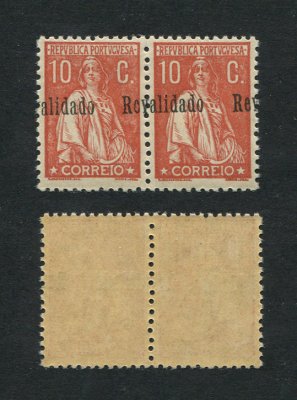 1929 - Afinsa nº 488d. Ceres com sobrecarga REVALIDADO. Selos de 10c EM PAR. Novos SEM CHARNEIRA (**) e com goma original. SOBRECARGAS DESLOCADAS. Em boas condições.